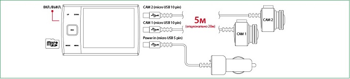 Схема подключения камер Subini D36